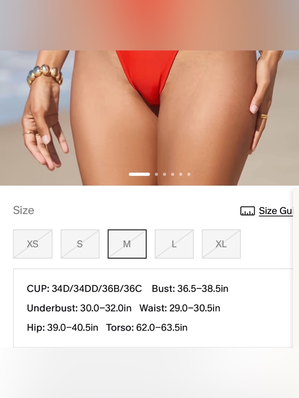 NWT CupShe Red Cutout One-Piece Swimsuit with Ring Detail- size M - Picture 8 of 8